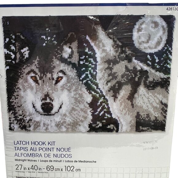 New Wonderart Latch Hook Kit‎ 27"X40" Midnight Wolves Sealed Factory Sealed - Picture 2 of 6
